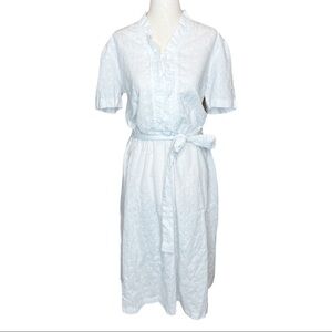 Vintage 90s White Floral Eyelet Prairie Cottagecore Midi Dress Size 14